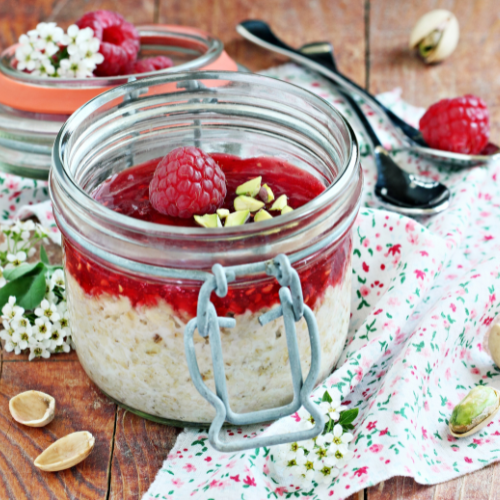 Overnight Oats with Raspberry and Pistachio Recipe | Rough & Ready Whole Foods
