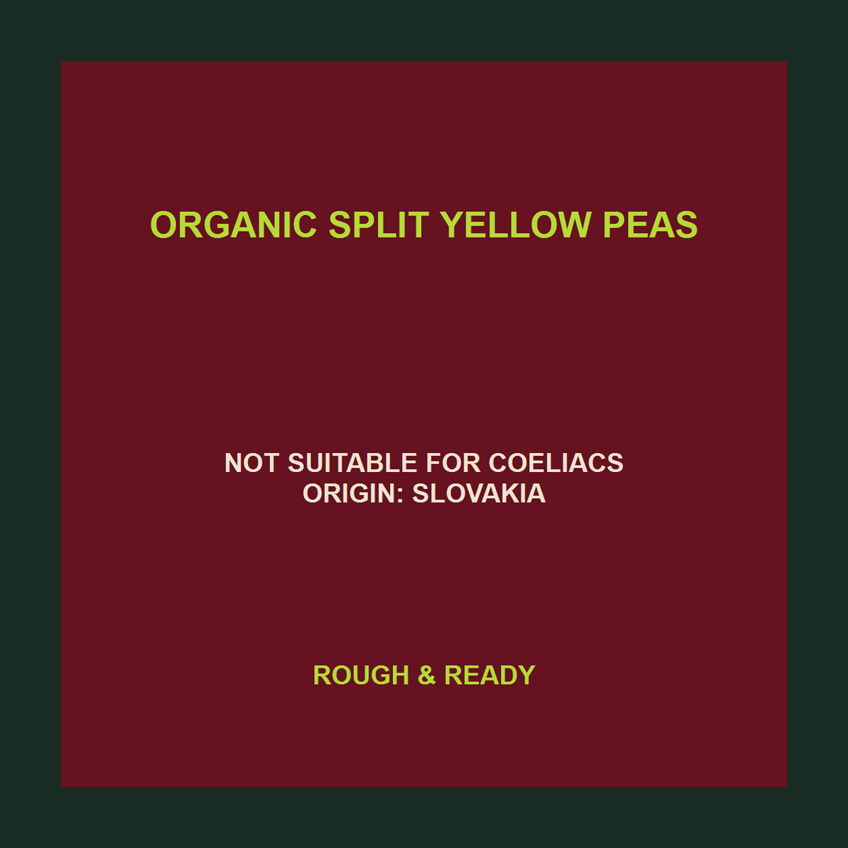 Organic Split Yellow Peas exact product facts