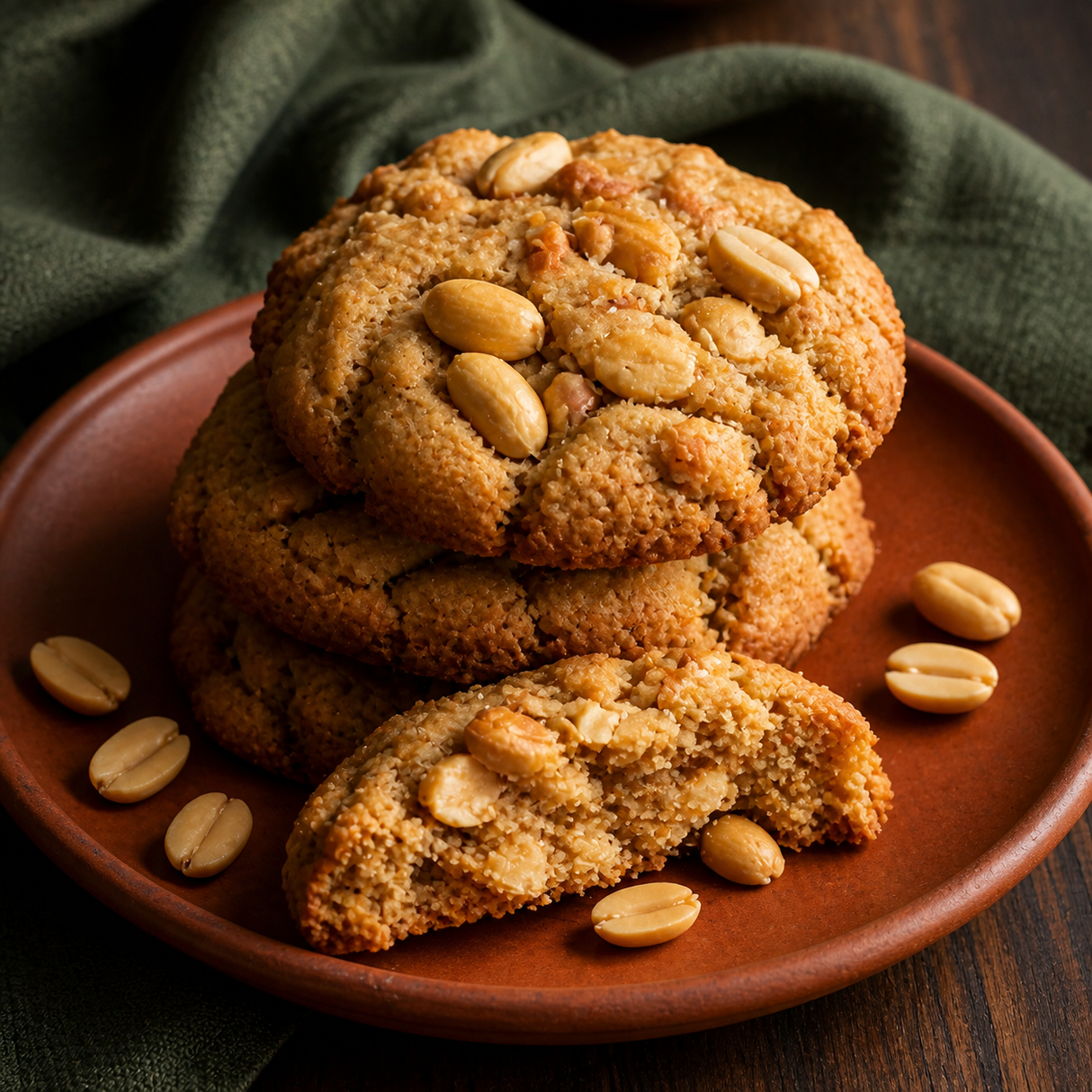 Cookies baked with peanuts