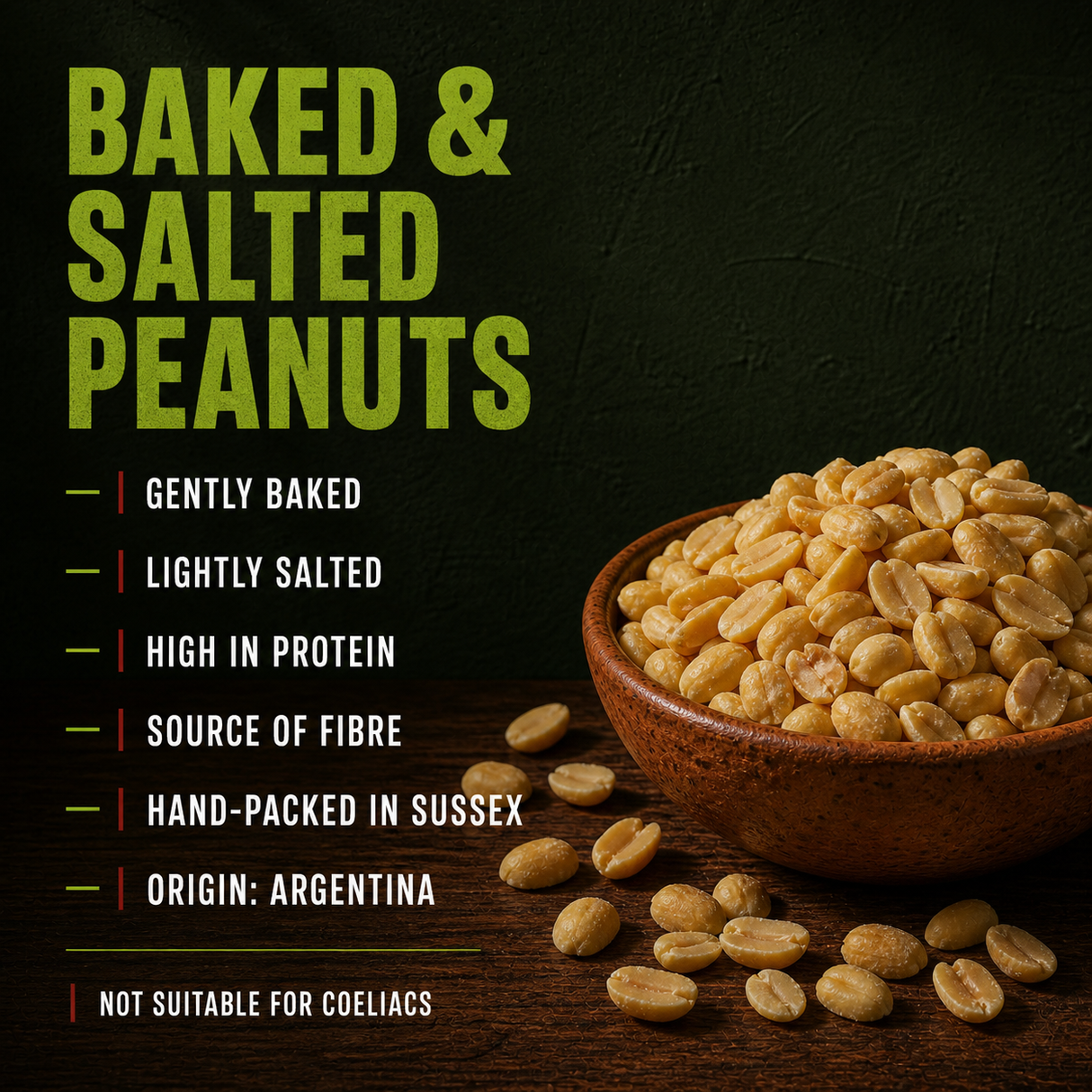 Baked and salted peanuts product benefits