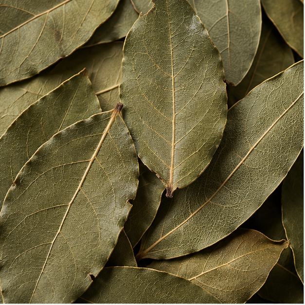 Dried bay leaves extreme close-up