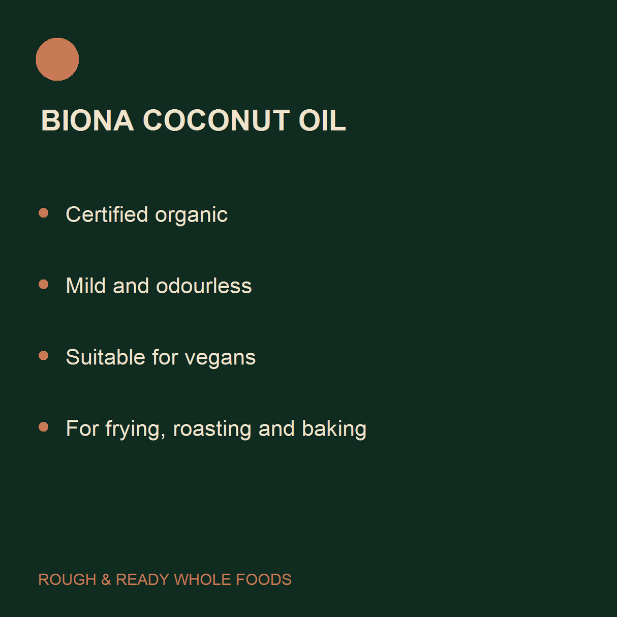 Biona Organic Coconut Oil Cuisine product facts