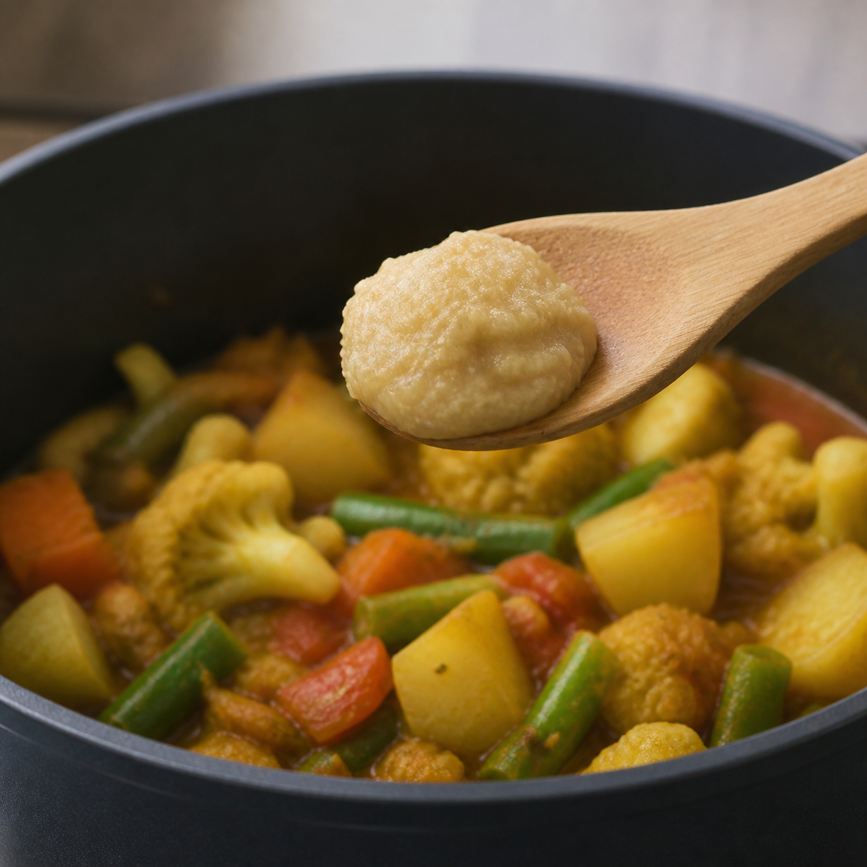Biona organic ginger paste added to a vegetable curry