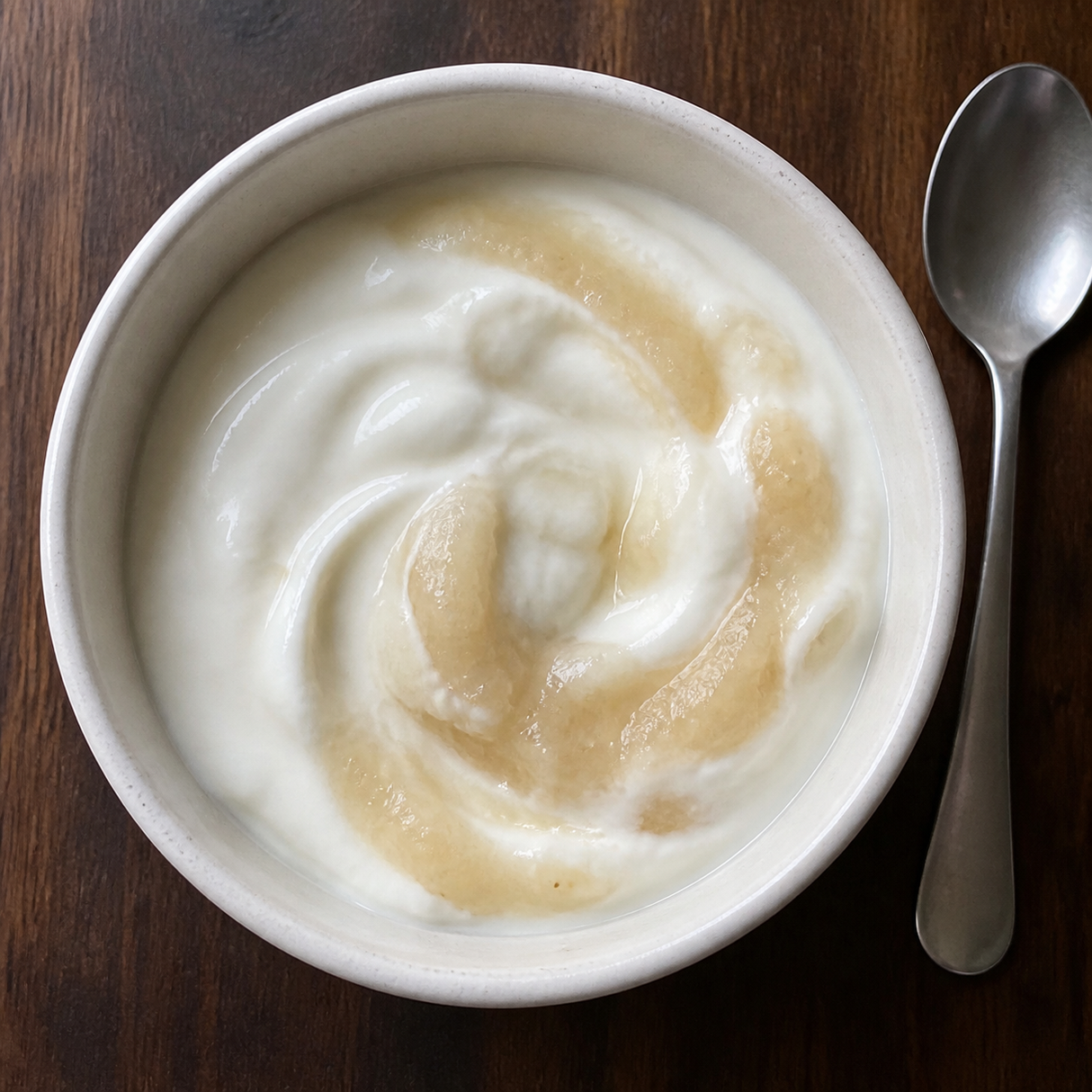 Biona organic pear puree swirled through yogurt