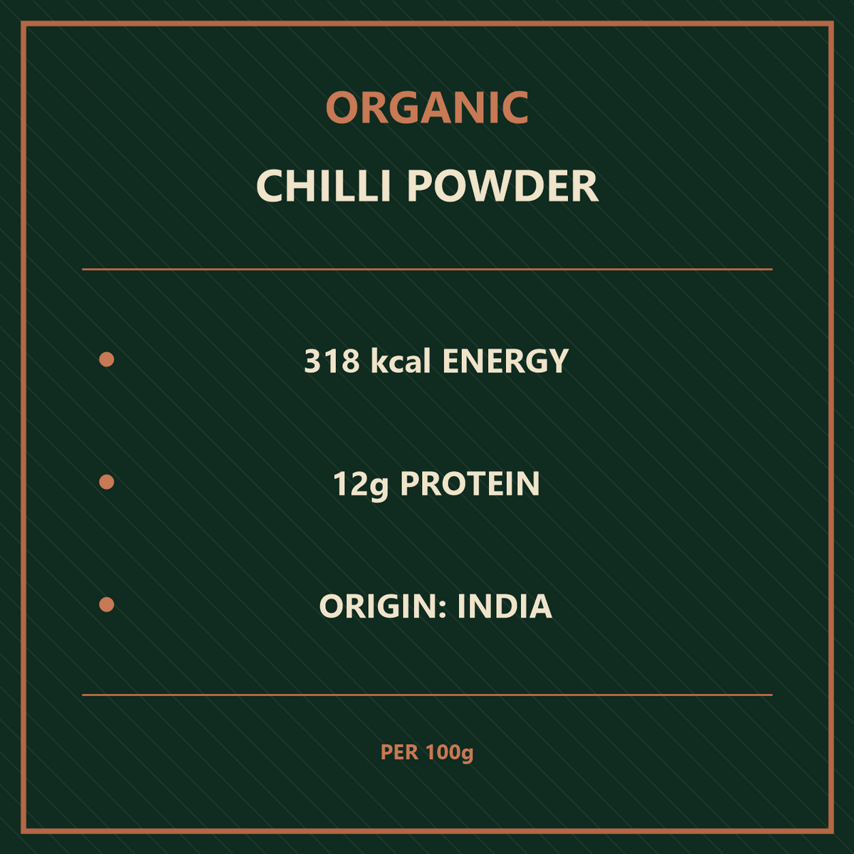 Organic chilli powder product facts