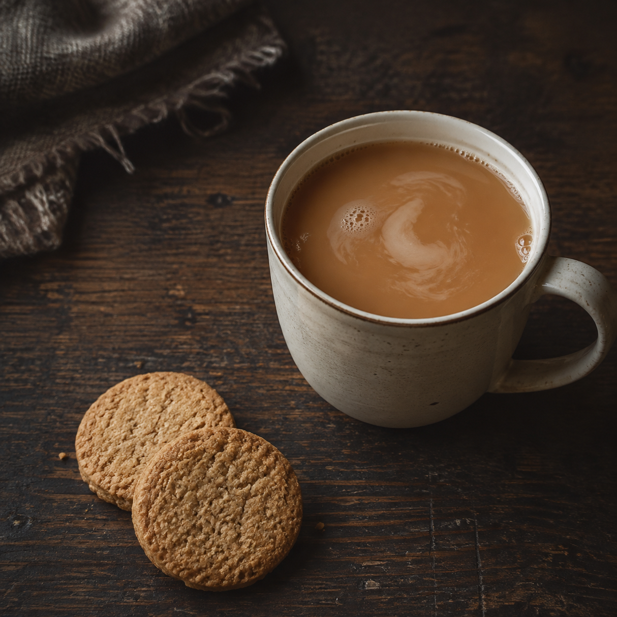 Clipper decaf tea with oat biscuits