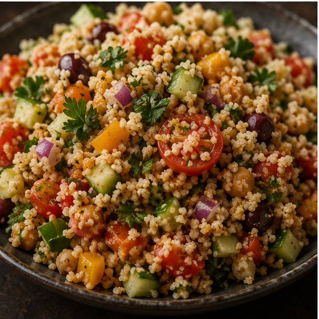 Organic wholemeal couscous salad