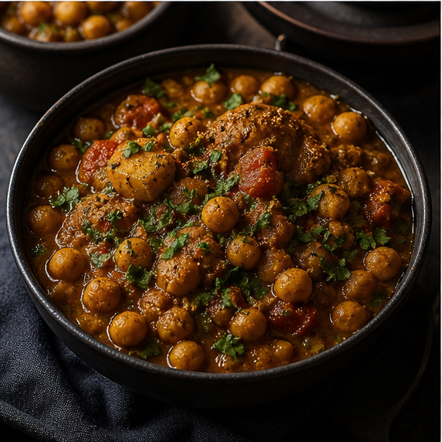 Organic ground cumin chickpea curry