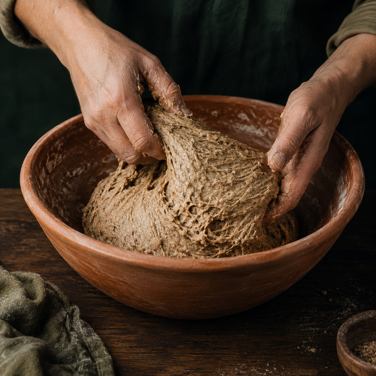 Wholemeal rye bread dough