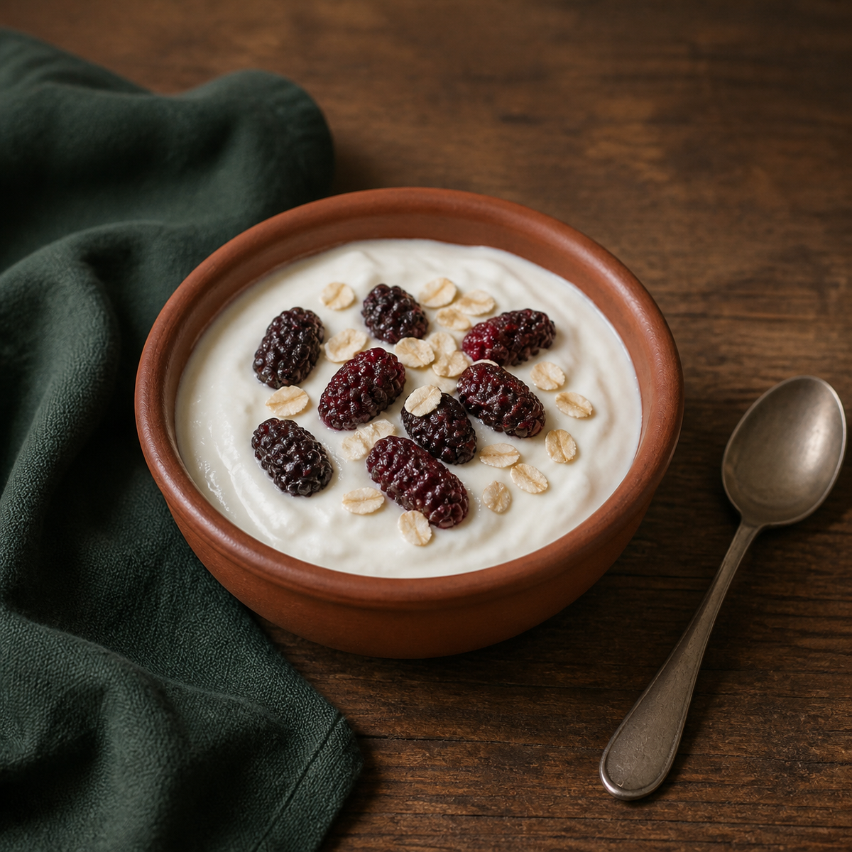 Yogurt with freeze-dried blackberries