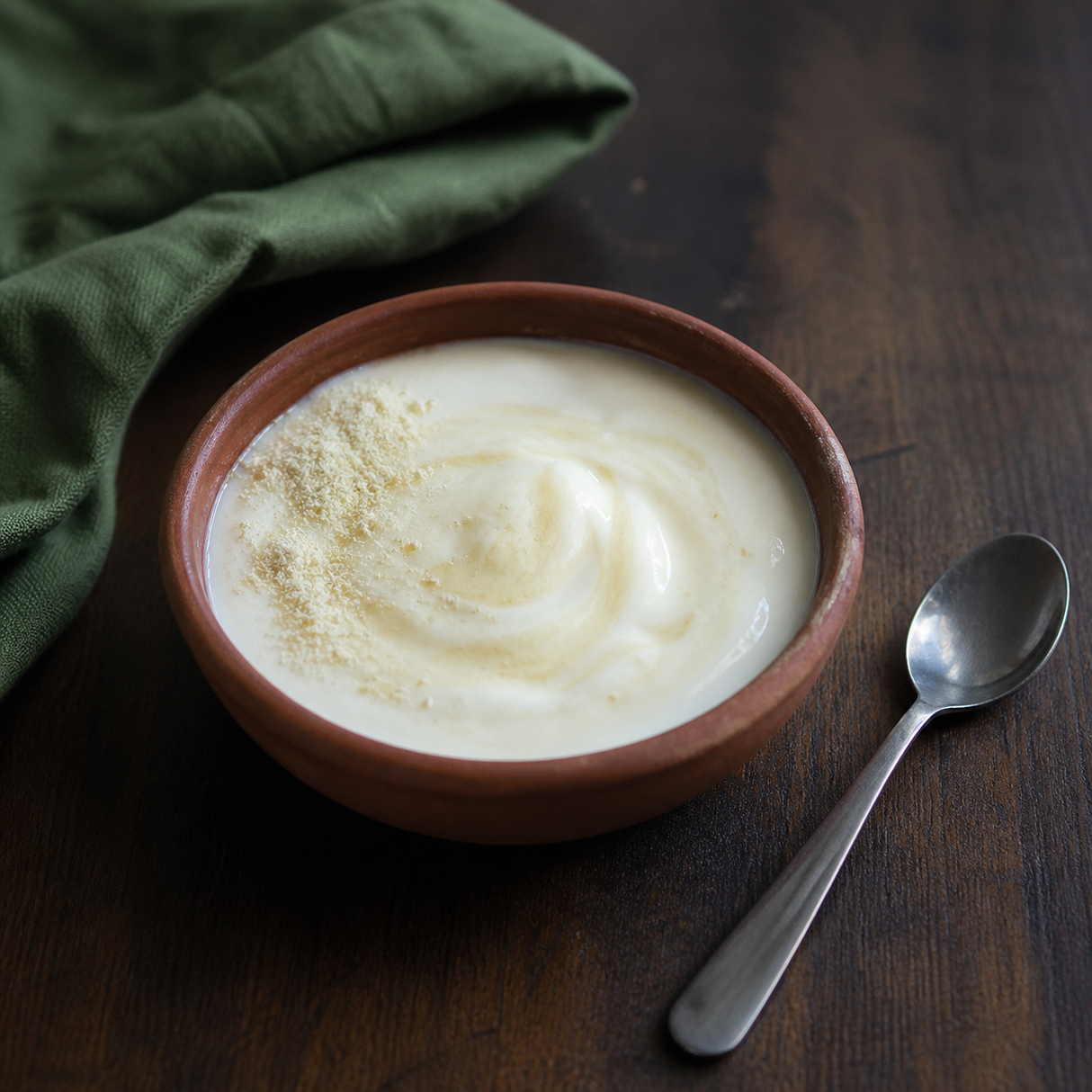 Yogurt with freeze-dried pineapple powder