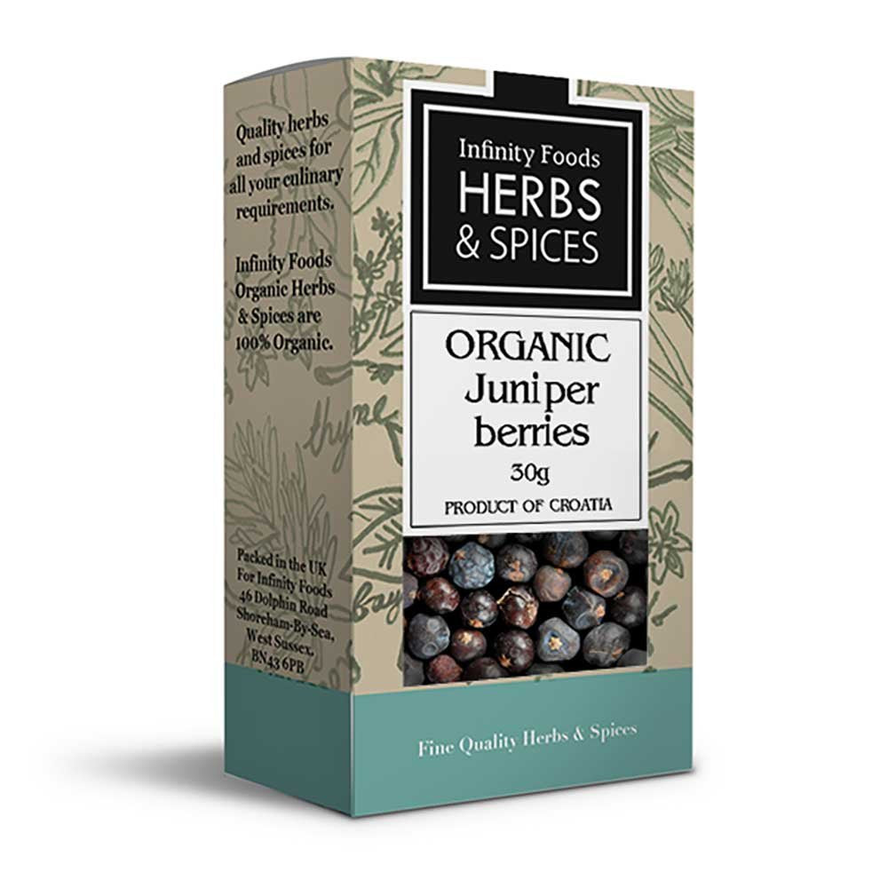 Infinity Foods Organic Juniper Berries — packaging