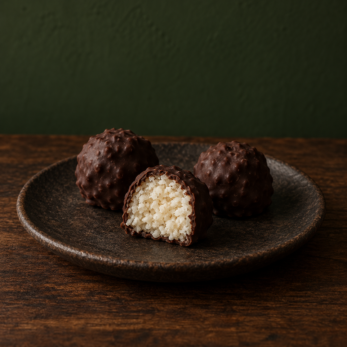 Chocolate coconut bites made with Infinity Organic Desiccated Coconut