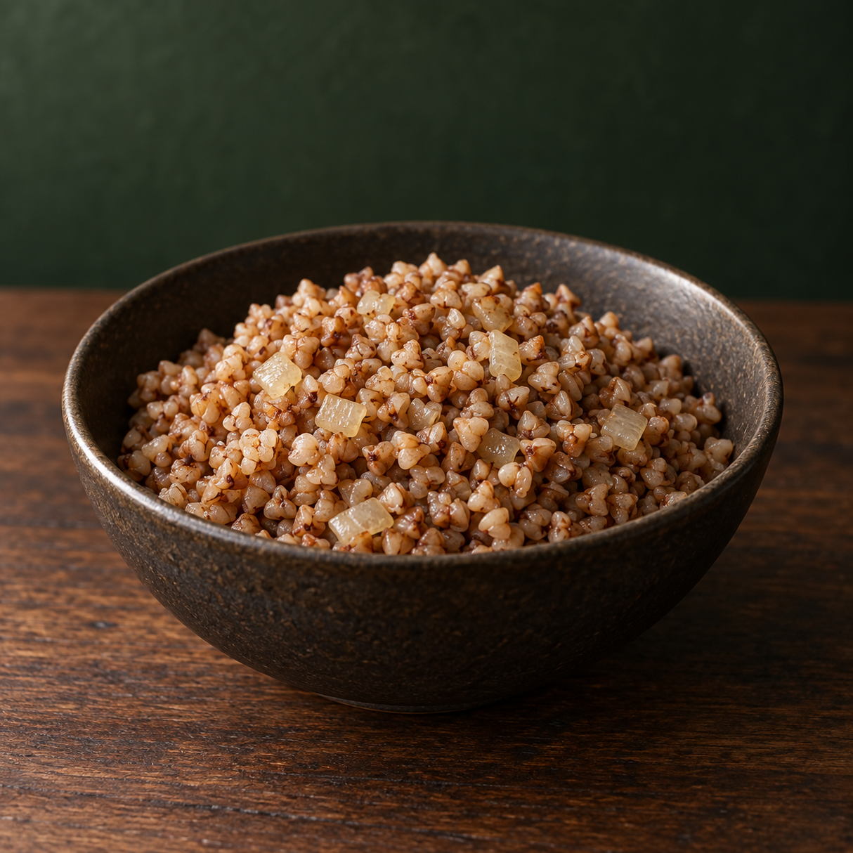 Infinity Foods Organic Kasha prepared as a savoury side dish