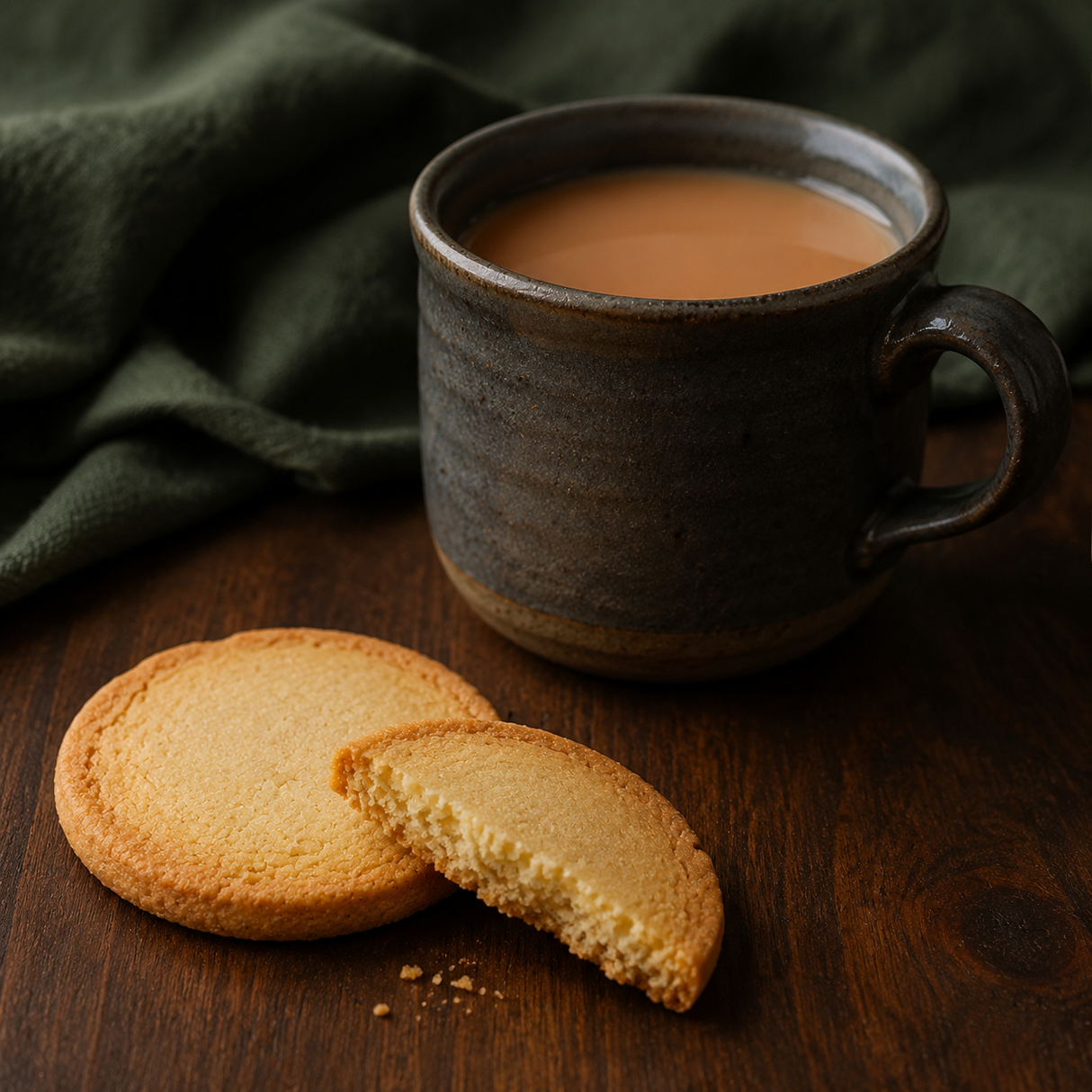 Island Bakery shortbread biscuits served with tea