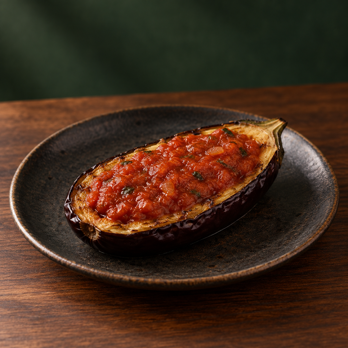 Roasted aubergine with Basilico pasta sauce