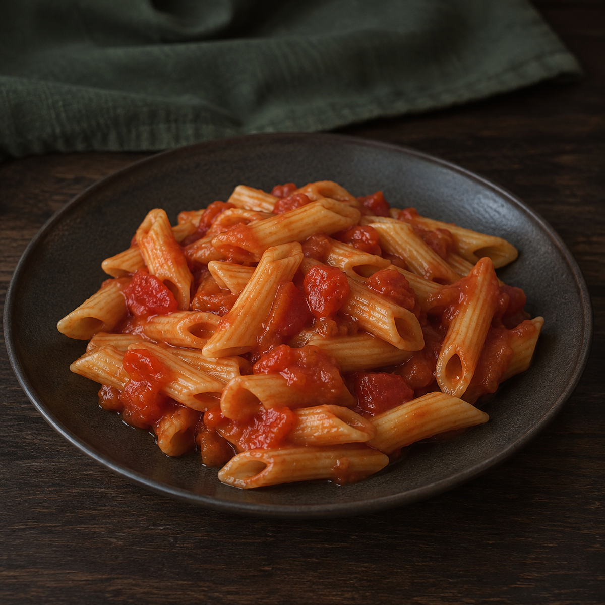 Penne with a simple chunky tomato sauce