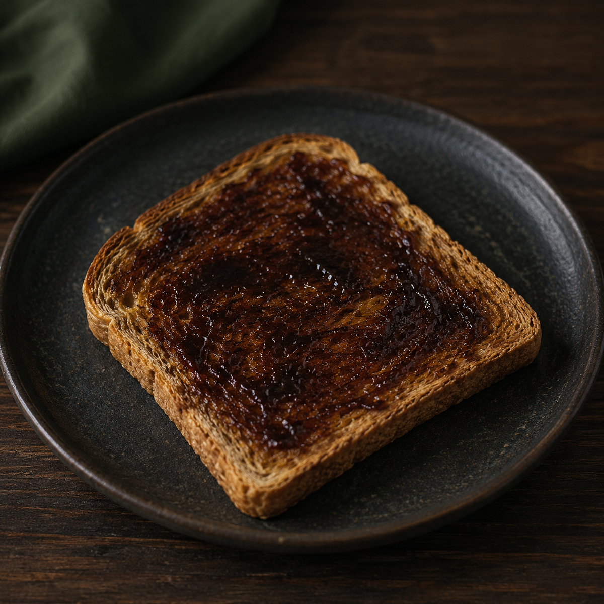 Yeast extract spread thinly on toast