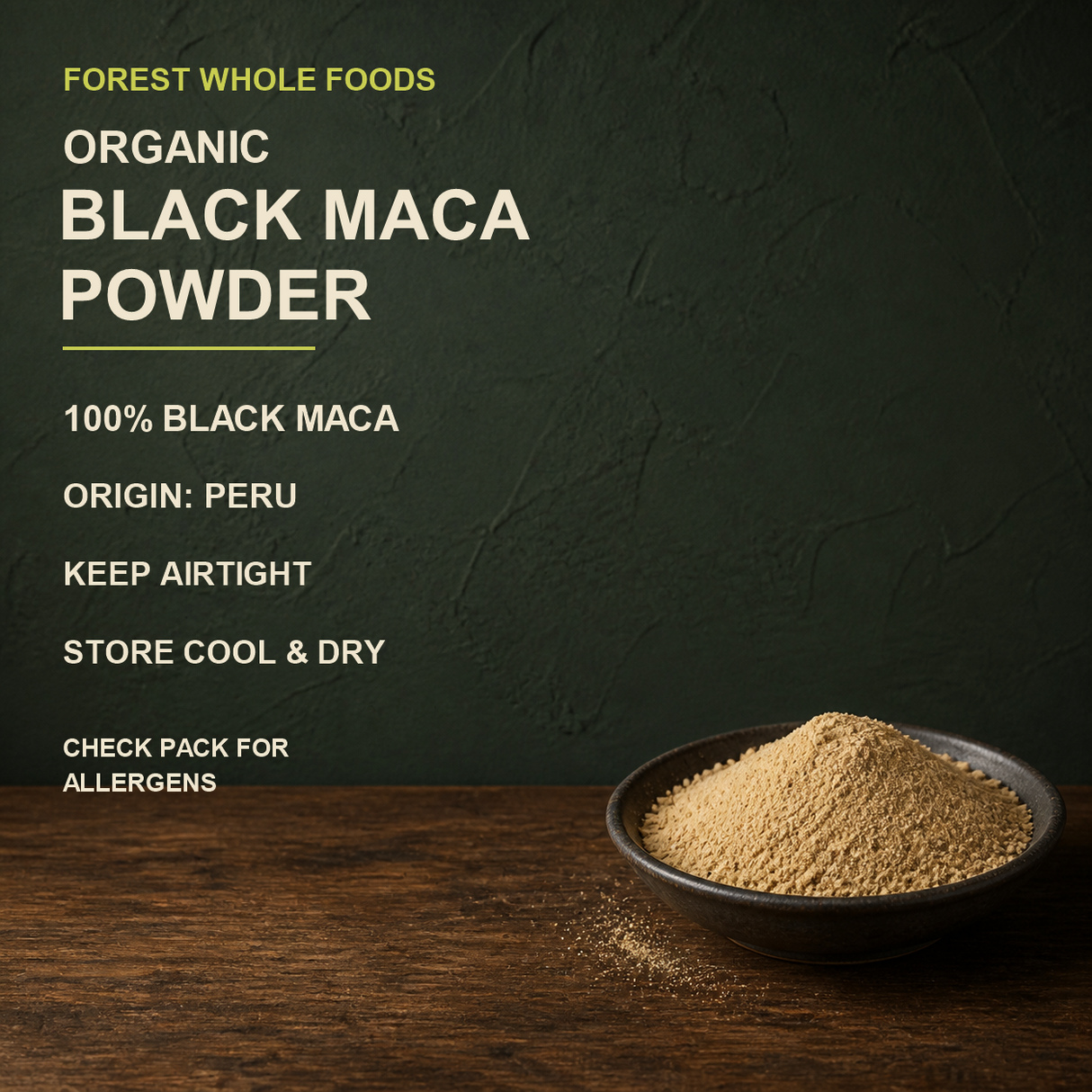 Forest Whole Foods organic black maca powder product facts