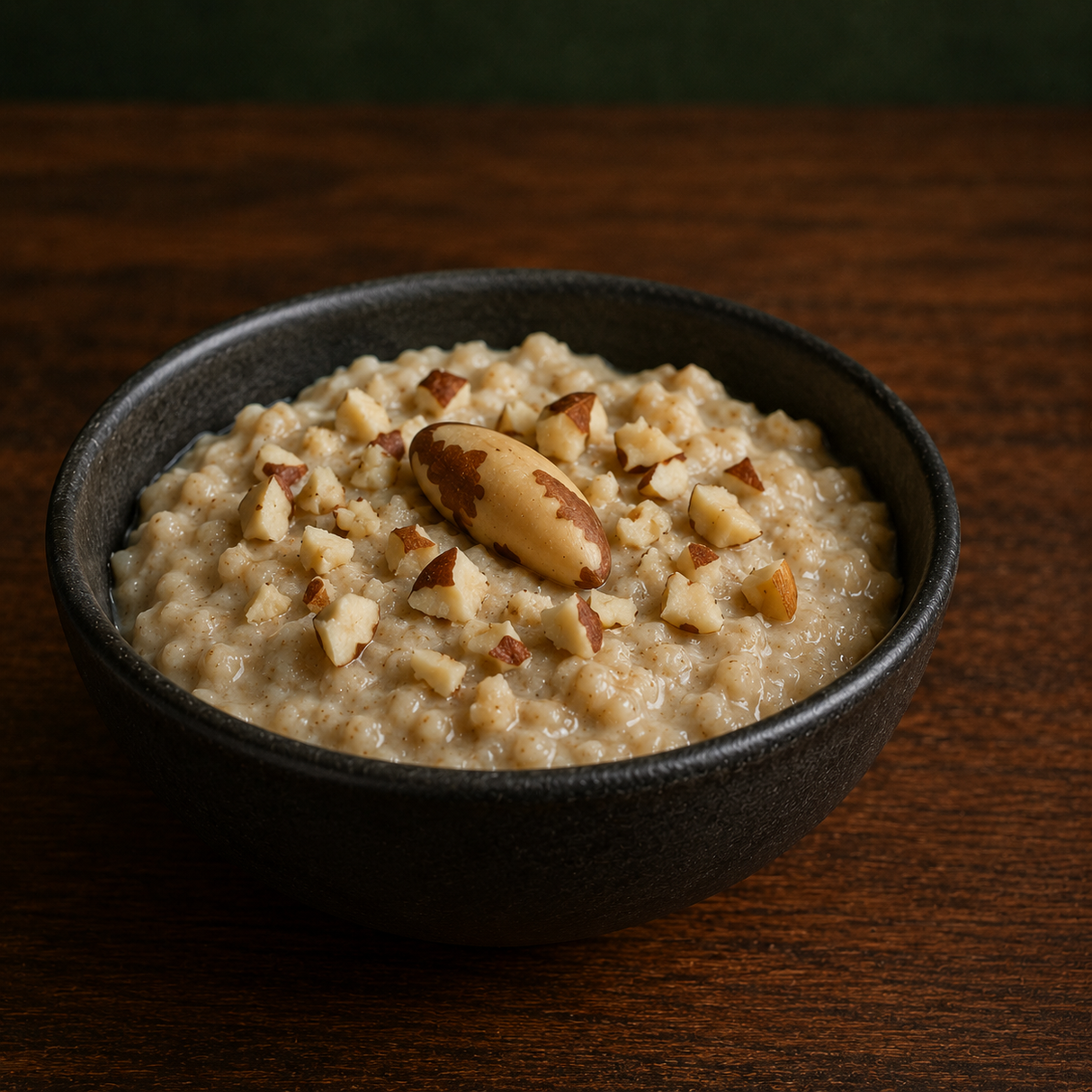 Organic Brazil nuts served on porridge