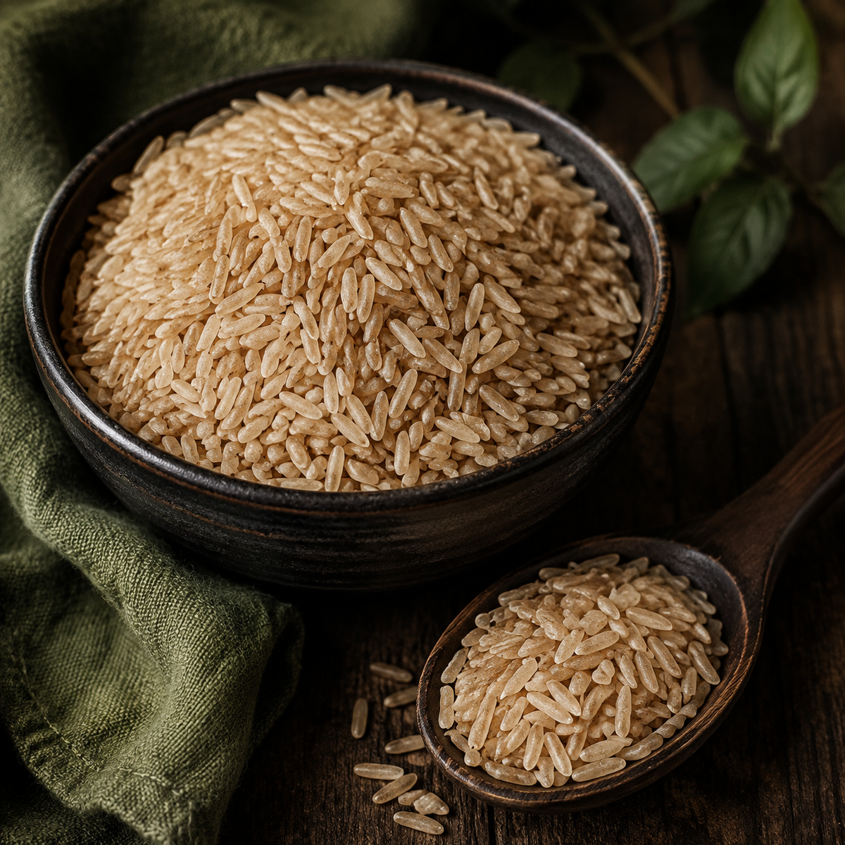 organic brown basmati rice — natural serving