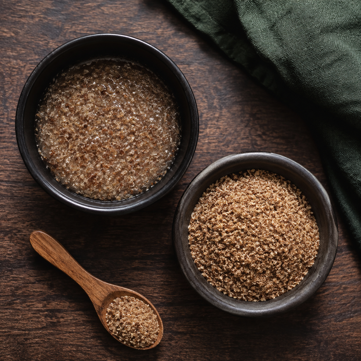 Organic ground brown flaxseed prepared as a flax egg