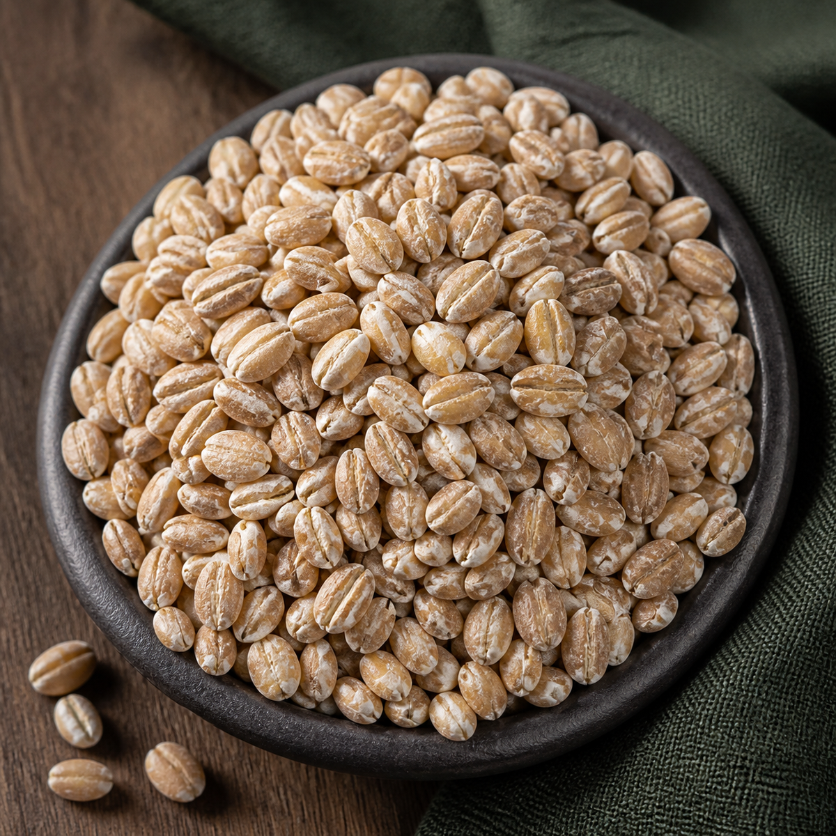 Organic pot barley dry grain detail
