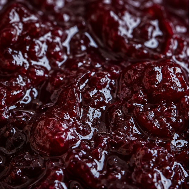 Organic plum jam extreme close-up