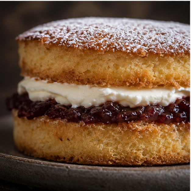 Organic plum jam Victoria sponge