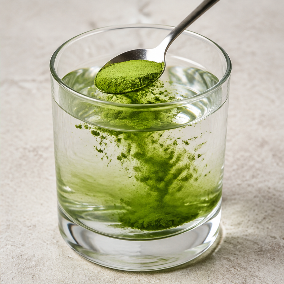 Preparing wheat grass powder with water