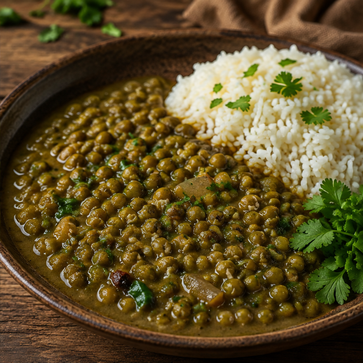 Organic mung bean dal with rice