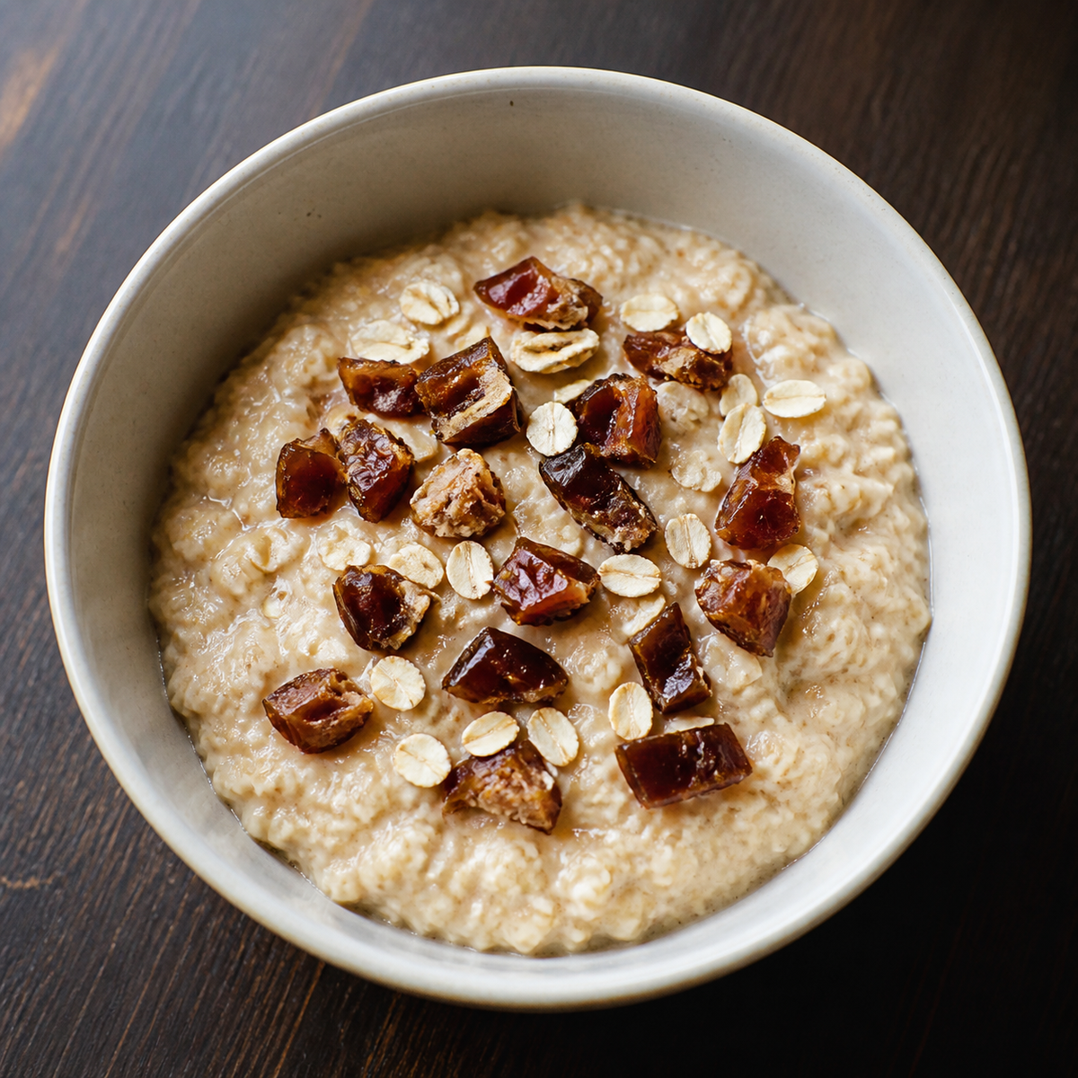 Dried Sayer dates served chopped over porridge