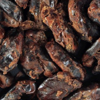Extreme close-up of organic whole pitted select dates