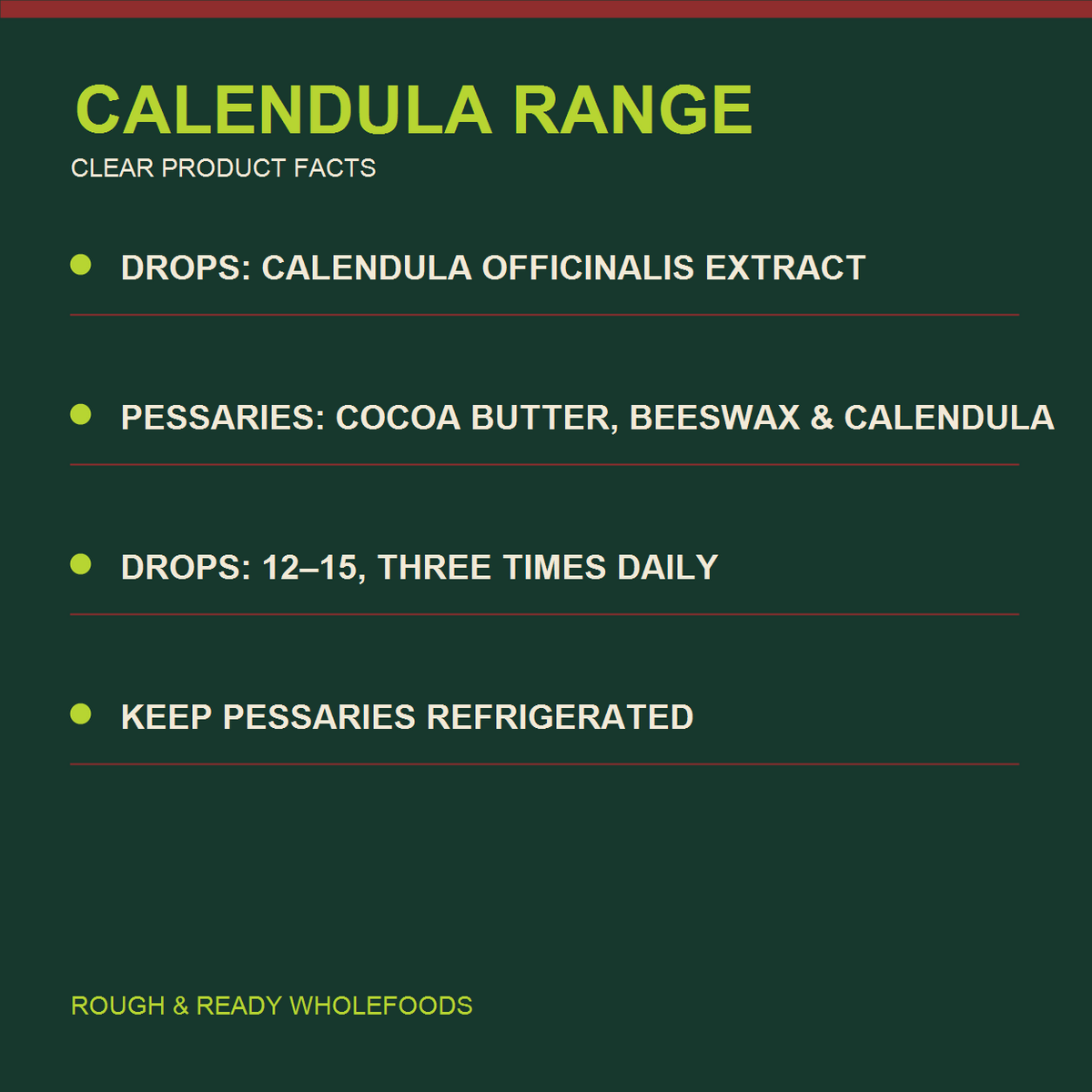 SHS Calendula Range — factual product benefits