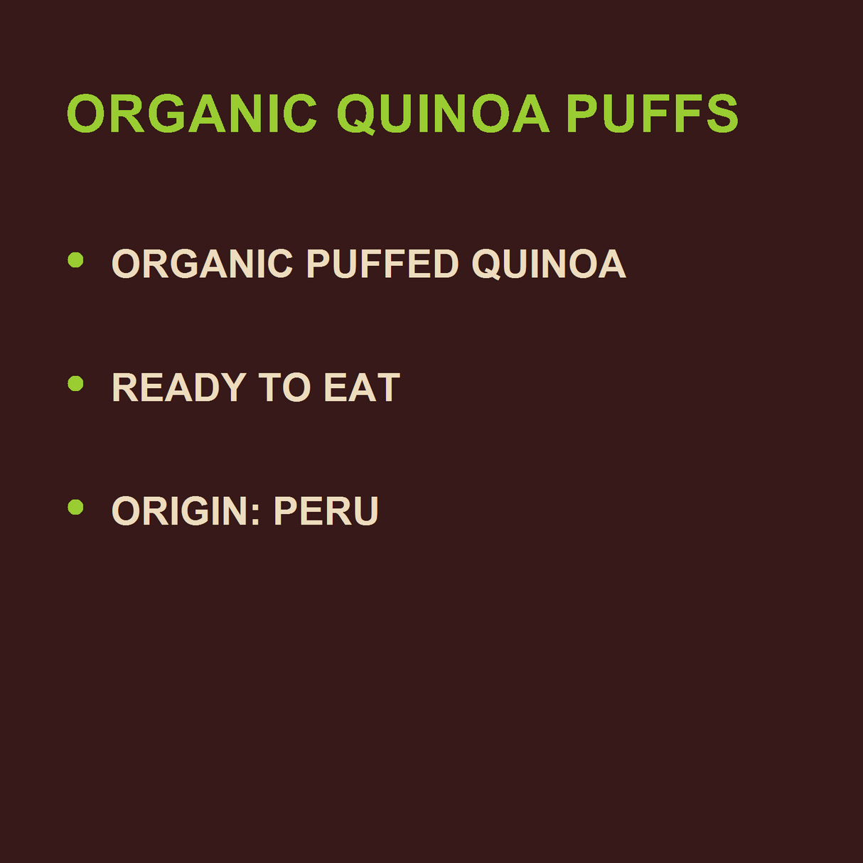 Infinity Foods Organic Quinoa Puffs — factual benefits