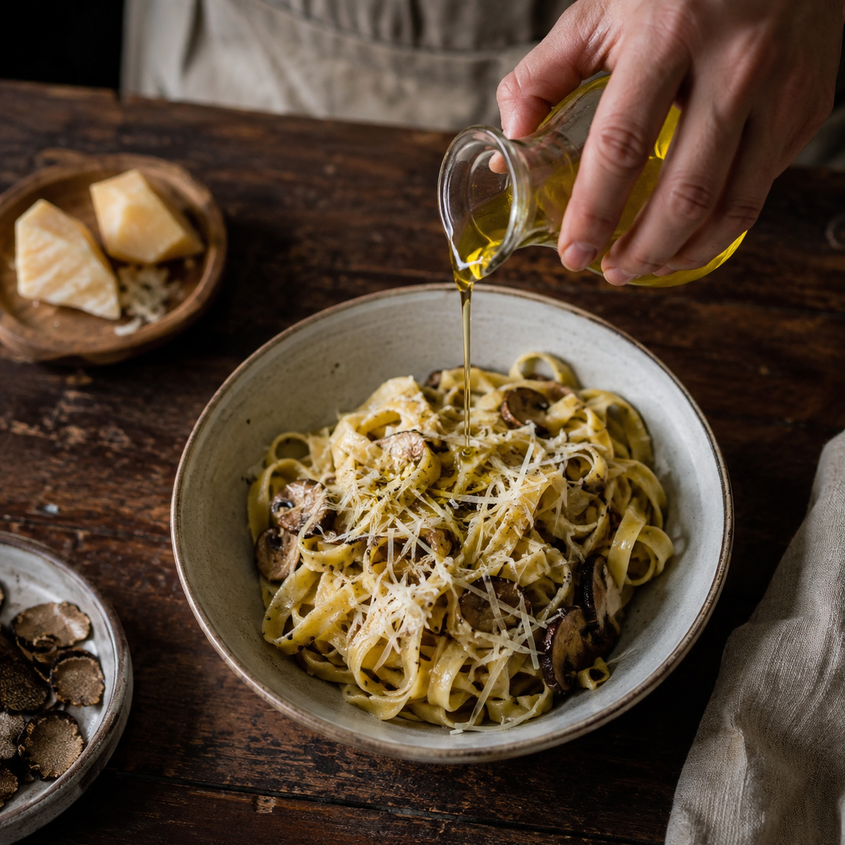 Black truffle oil pasta finishing suggestion