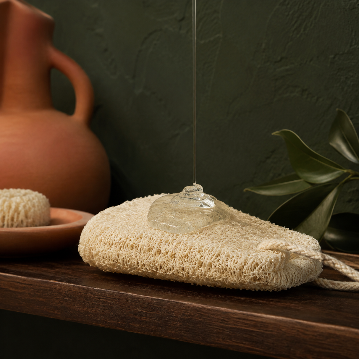 Faith body wash on natural loofah