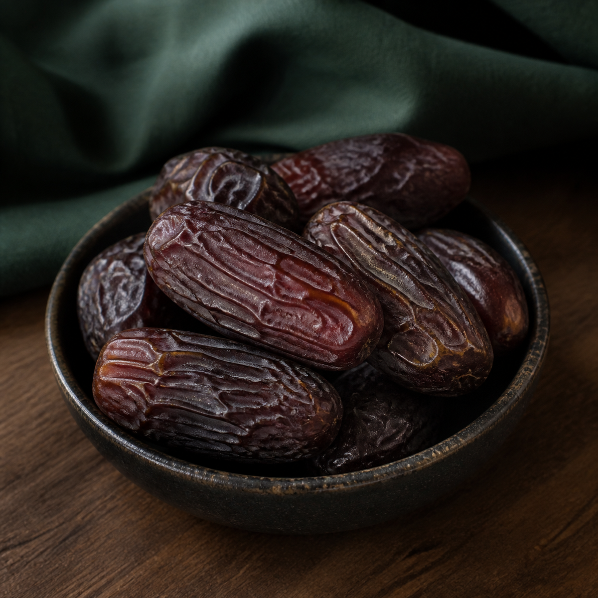 Zaytoun Medjool Dates in a serving bowl
