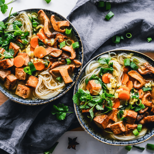 Tofu and Noodle Japanese Style Soup