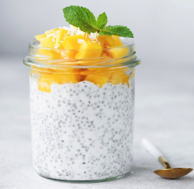 Overnight Coconut and Mango Chai Pudding