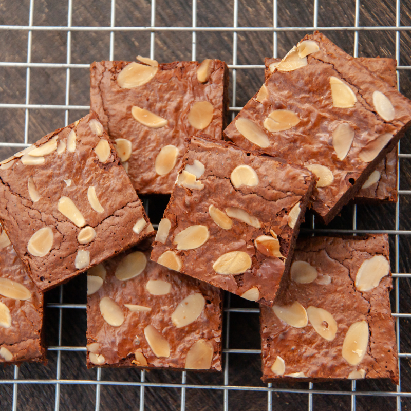 Chocolate, Almond and Strawberry Tray Bake