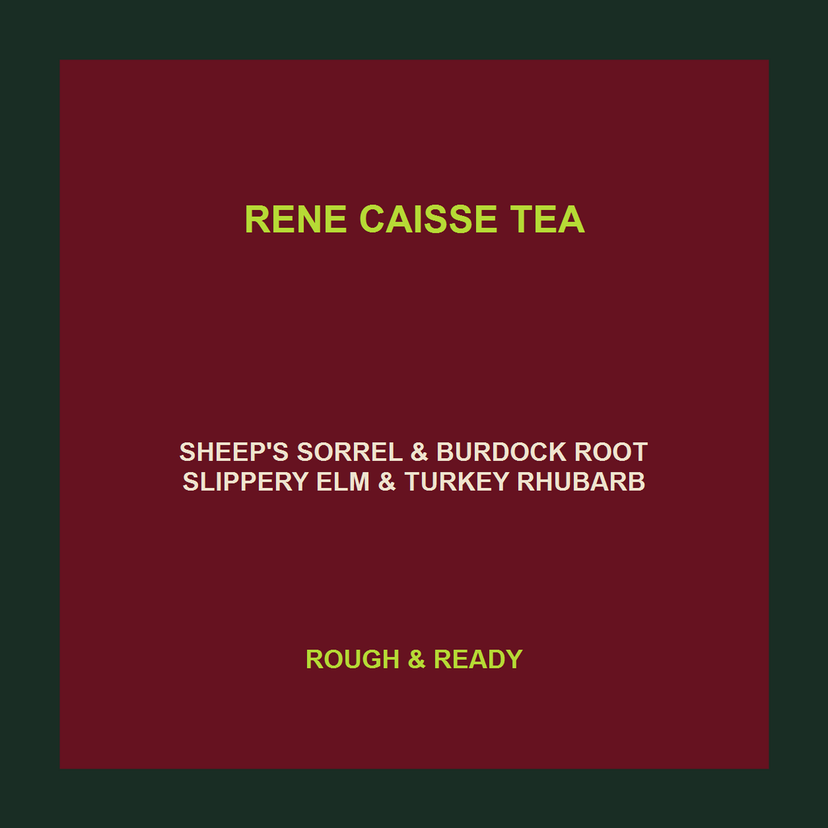 SHS Rene Caisse Tea exact product facts