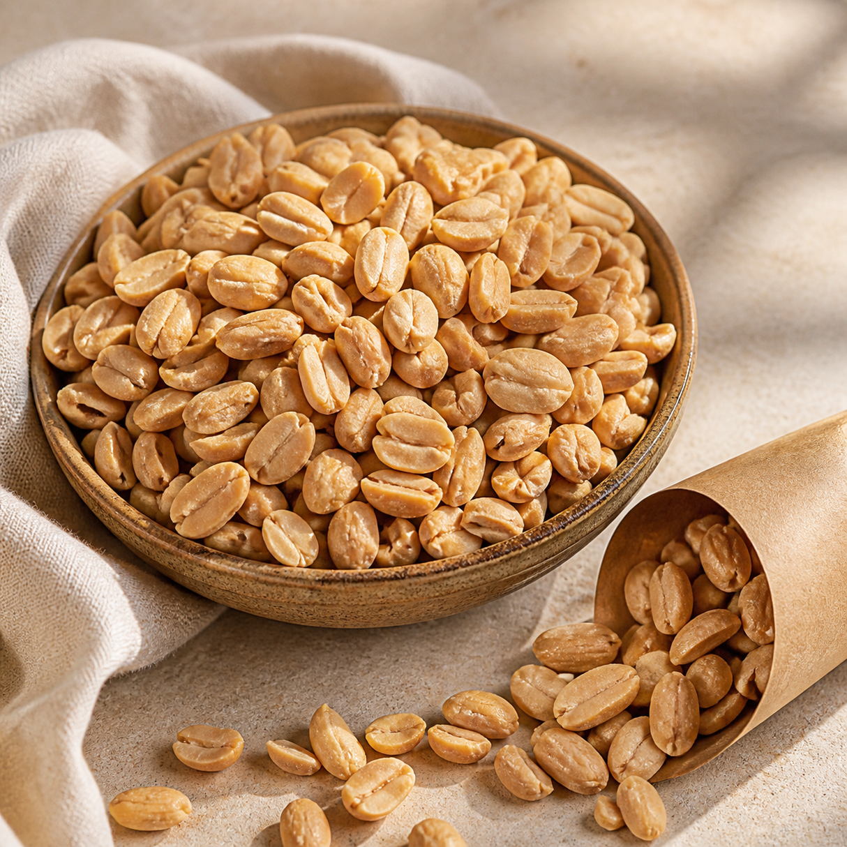 Organic Dry Roasted Peanuts served as a natural snack