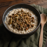 Organic chopped figs served on porridge