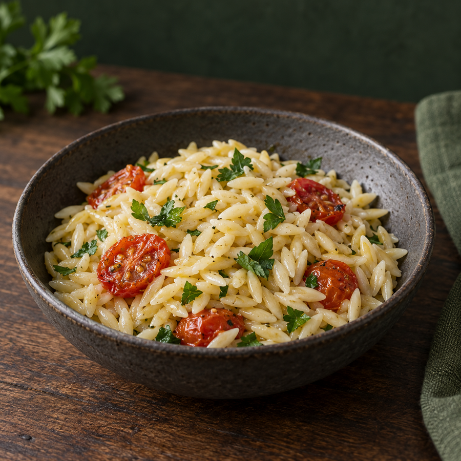 Infinity Foods Organic Orzo serving suggestion