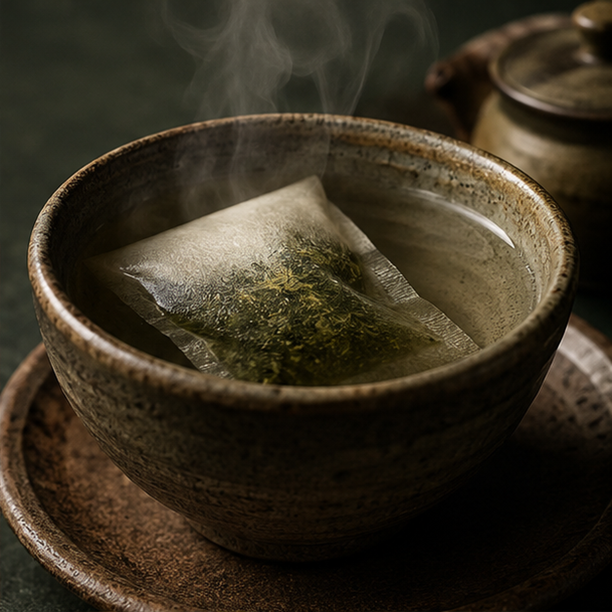 Preparing matcha sencha tea
