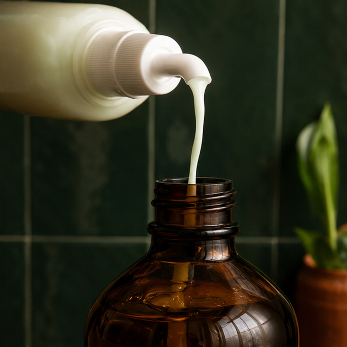 Decanting aloe vera conditioner
