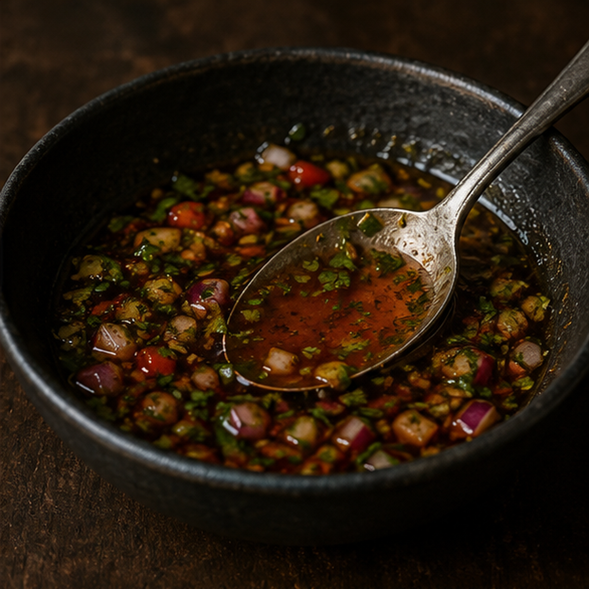 Preparing red wine vinegar dressing
