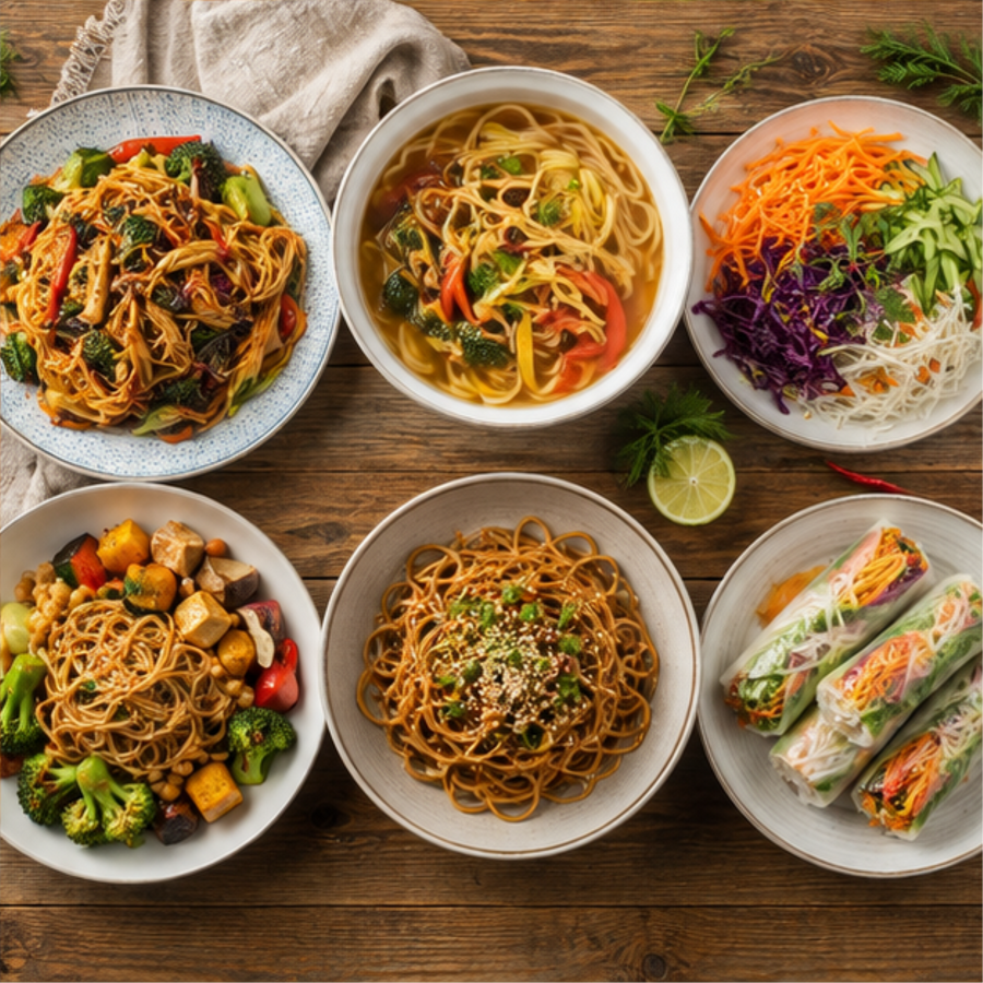 Organic Pumpkin/Ginger Brown Rice Noodles six ways to enjoy