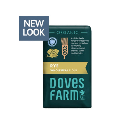 Authentic Doves Farm Organic Rye Wholemeal Flour pack